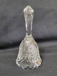 Unique vintage crystal cut glass bell with etched daisies ...