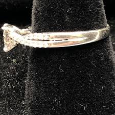 Engagement 10K White Gold 0.20CT Solitaire Ring with 0.30CT ...