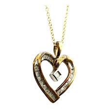 10K Yellow Gold .15 Carat Diamond Heart Pendant For Sale at ...