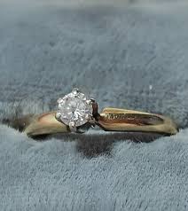 14k Yellow Gold 1/4 Diamond Solitaire Engagement Ring Sz 6 ...