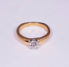 18K Yellow Gold Engagement Ring With App. 0.7ct. Center ...