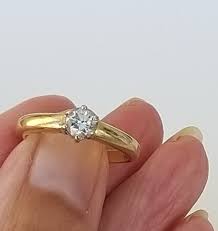 Vintage Diamond Half Carat Single Stone Solid Gold Ring ...