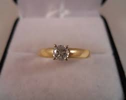Zales Zei Vintage 14k Yellow Gold .21ct Solitaire Diamond ...