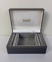 Zales Grey Leather Jewellery Box for Rings, Cufflinks ...