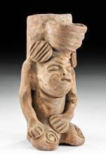 Sold at Auction: Zapotec Pottery Figural Vessel of a Dwarf
