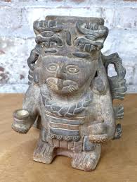 Statuette vintage en argile aztèque maya, 9" de haut ...