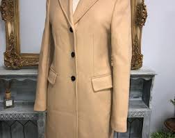 Vintage Zara Beige Camel Coat Manteco Wool Slim Fit Work ...