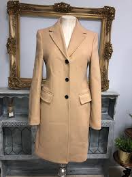 Vintage Zara Beige Camel Coat Manteco Wool Slim Fit Work ...