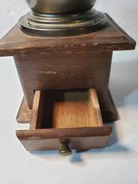 Vintage Coffee Grinder Hand Crank Wood Metal With Drawer ...