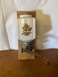 Antique Coffee Grinder Wood & Ceramic Vintage Kitchen Wall ...