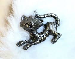 Gun Metal Baby Tiger Cub Brooch Vintage - Etsy