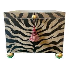Late 20th Century Vintage Hand Painted Zebra Storage Box ...