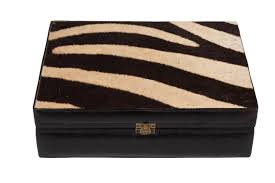 Zebra Hide & Leather Box - Large– HIVE