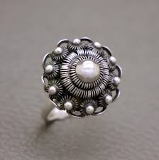 Large 835 Silver Dutch Button Ring: 1950s Vintage Dutch ...