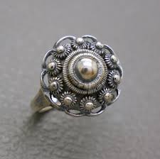 Vintage 835 Silver Dutch Button Ring Size 8 - Collectible ...