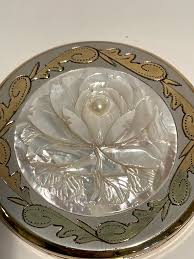 A Unique Vintage Compact Powder Mirror Case Pearly Sculpted ...