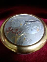 Vintage Porcelain Trinket Box - Round - Made in Japan - Gold ...