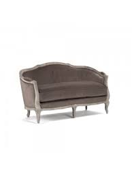 Zentique Maison Settee Limed Grey Oak and Velvet