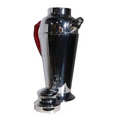 Art Deco Chrome Cocktail Shaker With Red Bakelite Handle | Chairish