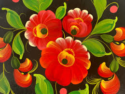 Vintage Hand Painted Wall Plates - Petrykivka - Floral Black ...