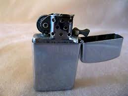 VINTAGE ZIPPO LIGHTER IN STRIPED SILVERTONE METAL ...